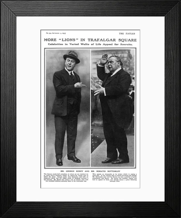 Framed Print : George Robey & Horatio Bottomley recruiting in London Framed Print : George Robey & Horatio Bottomley recruiting in London
