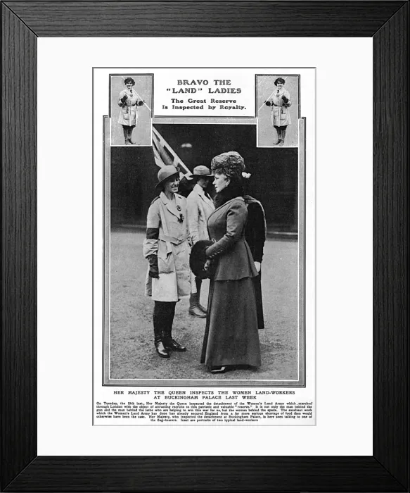 Framed Print : Queen Mary inspects the Womens Land Army, WW1 Framed Print : Queen Mary inspects the Womens Land Army, WW1