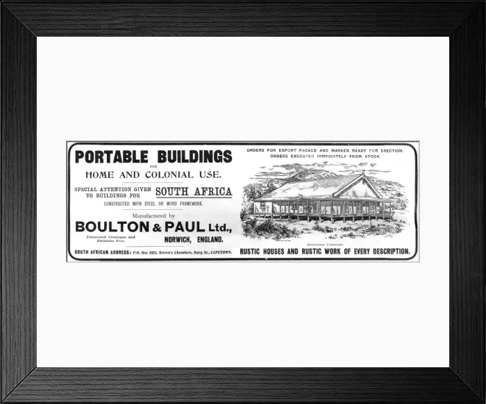 Framed Print : Portable Buildings advertisement, 1902