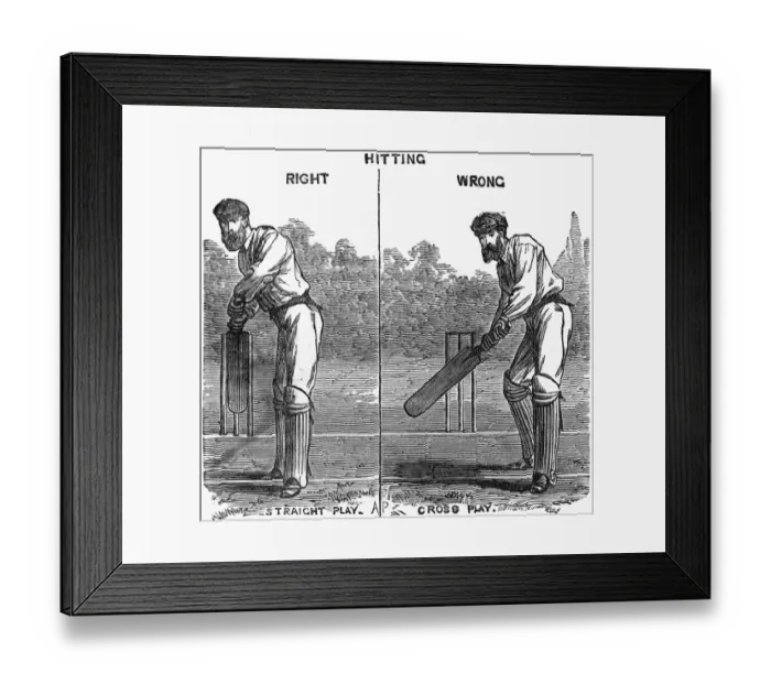 Framed Print : Cricket the right and wrong way of batting Framed Print : Cricket the right and wrong way of batting