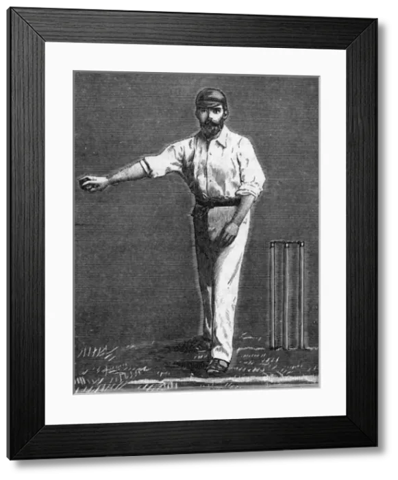 Framed Print : Cricket bowling a low delivery Framed Print : Cricket bowling a low delivery