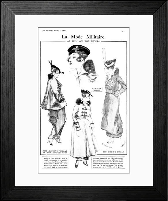Framed Print : La Mode Militaire, as seen on the riviera - WW1 fashion Framed Print : La Mode Militaire, as seen on the riviera - WW1 fashion