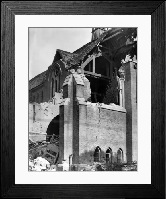 Framed Print : Blitz in London -- St Cyprians Church, Brockley, WW2 Framed Print : Blitz in London -- St Cyprians Church, Brockley, WW2