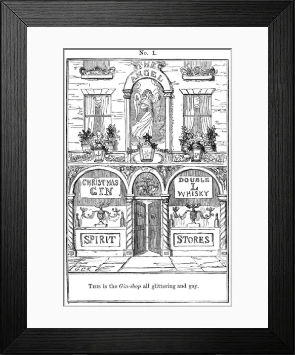 Framed Print : Cruikshank, The Gin Shop, plate 1