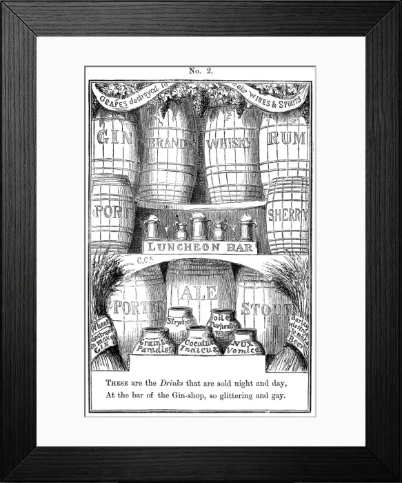 Framed Print : Cruikshank, The Gin Shop, plate 2 Framed Print : Cruikshank, The Gin Shop, plate 2