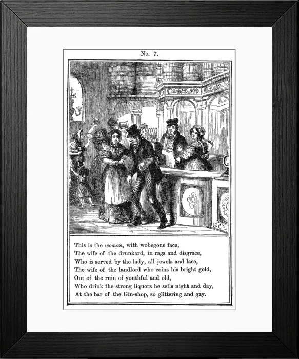 Framed Print : Cruikshank, The Gin Shop, plate 7 Framed Print : Cruikshank, The Gin Shop, plate 7
