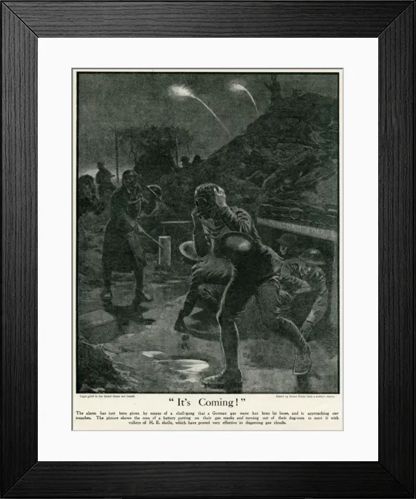 Framed Print : Its coming! Gas attack 1917 Framed Print : Its coming! Gas attack 1917