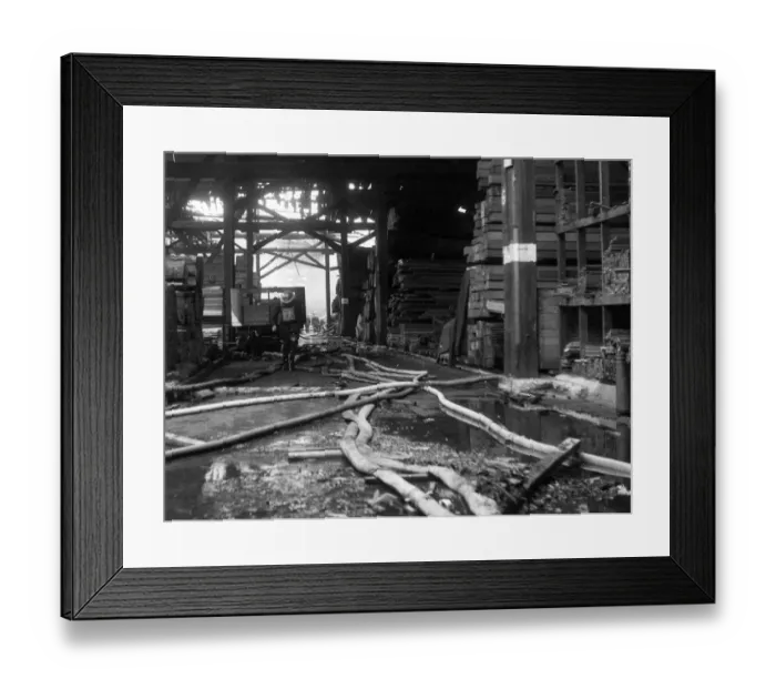Framed Print : Blitz in London -- Howards Timber Yard, Poplar, WW2 Framed Print : Blitz in London -- Howards Timber Yard, Poplar, WW2