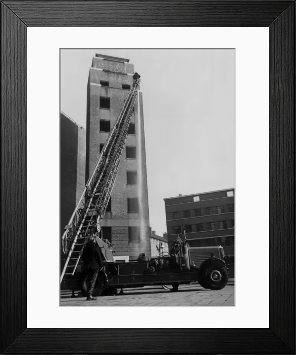 Framed Print : Fire engine and drill tower, LFB HQ, Lambeth Framed Print : Fire engine and drill tower, LFB HQ, Lambeth