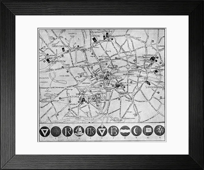 Framed Print : Map of YMCA shelters around London during WW1 Framed Print : Map of YMCA shelters around London during WW1