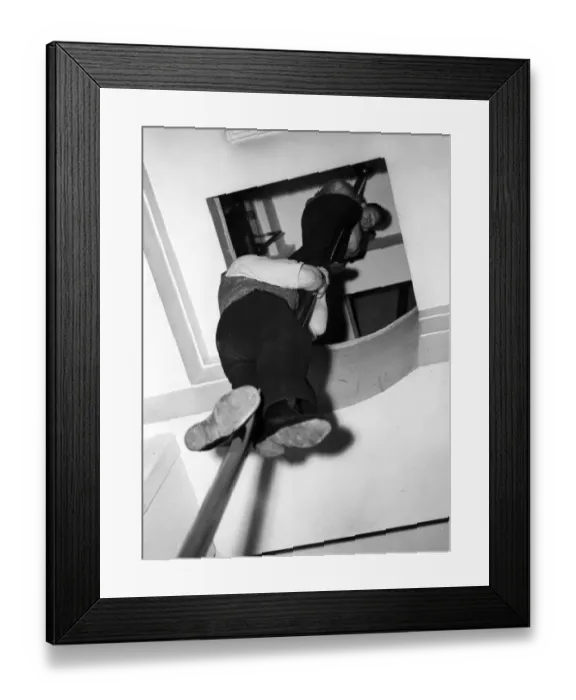 Framed Print : London firefighters sliding down a pole Framed Print : London firefighters sliding down a pole