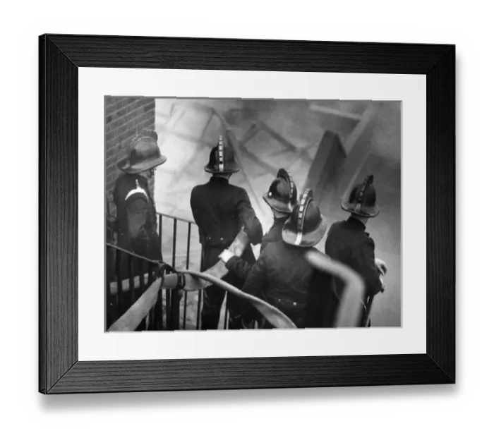 Framed Print : London firefighters at work on staircase, Carron Wharf Framed Print : London firefighters at work on staircase, Carron Wharf