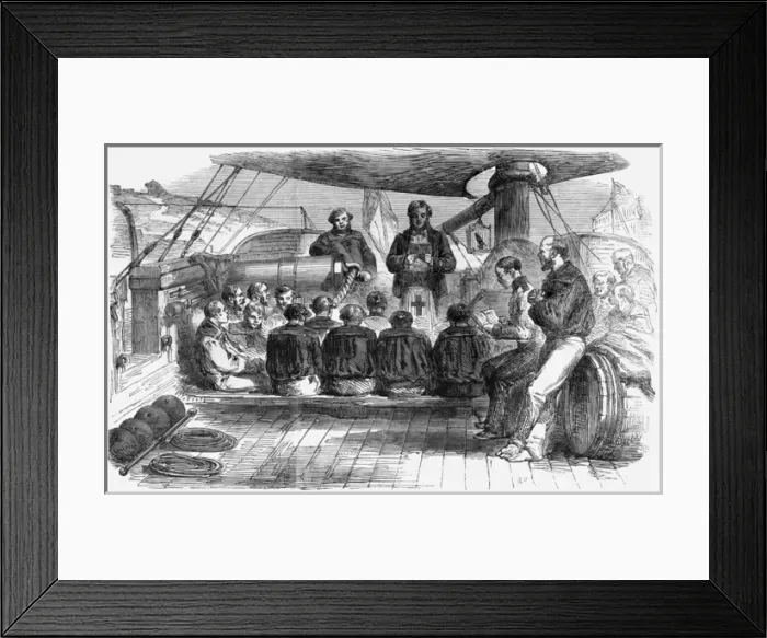 Framed Print : Gun boat crew at prayers Framed Print : Gun boat crew at prayers