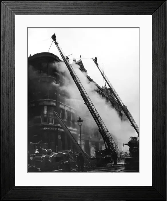 Framed Print : London firefighters at work, Queen Victoria Street Framed Print : London firefighters at work, Queen Victoria Street