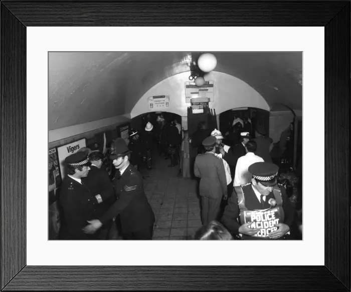 Framed Print : Firefighters and police in London Underground Framed Print : Firefighters and police in London Underground