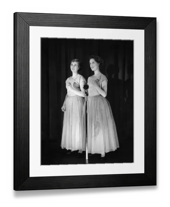 Framed Print : Two young women performing on stage Framed Print : Two young women performing on stage
