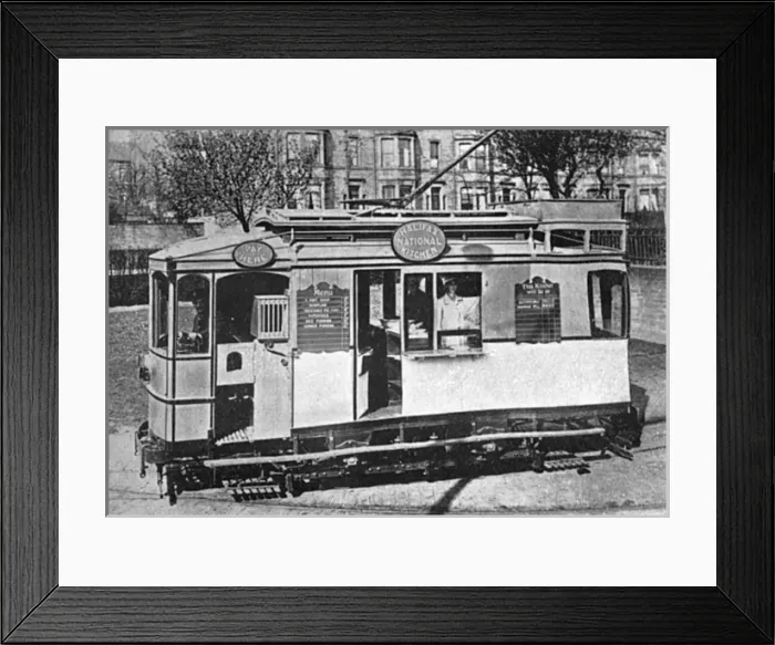 Framed Print : National Kitchens, tram kitchen in Halifax, WW1 Framed Print : National Kitchens, tram kitchen in Halifax, WW1