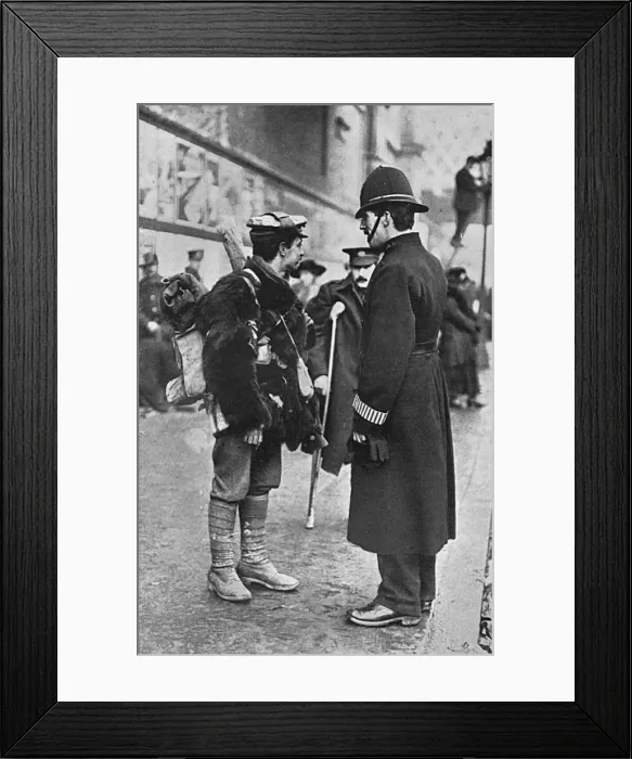Framed Print : A soldier asks for directions, London, WW1 Framed Print : A soldier asks for directions, London, WW1