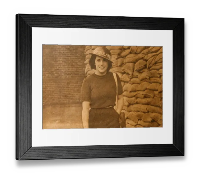 Framed Print : Auxiliary Ambulance Girl - Wartime London Framed Print : Auxiliary Ambulance Girl - Wartime London