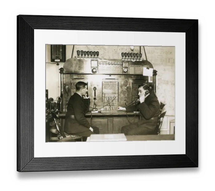 Framed Print : Two men on switchboard at LFB HQ Framed Print : Two men on switchboard at LFB HQ