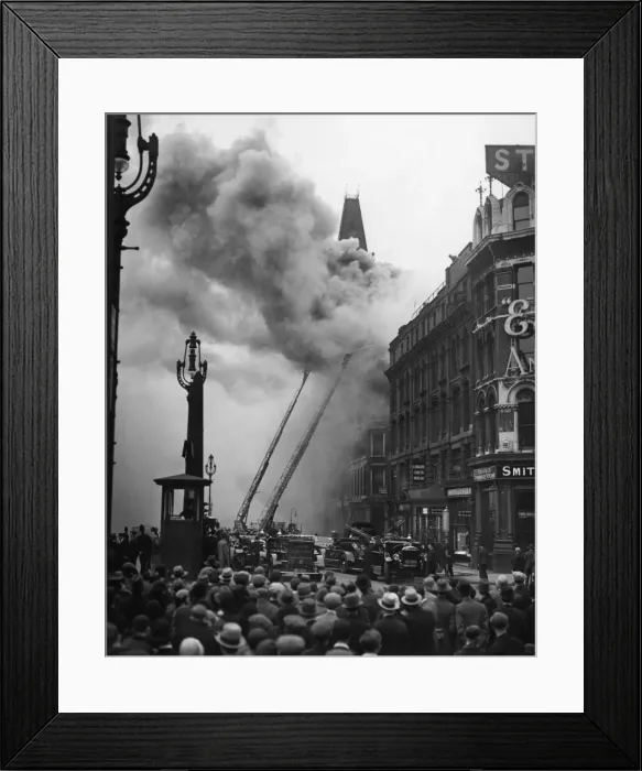 Framed Print : Firefighters in action at Ludgate Circus, London Framed Print : Firefighters in action at Ludgate Circus, London