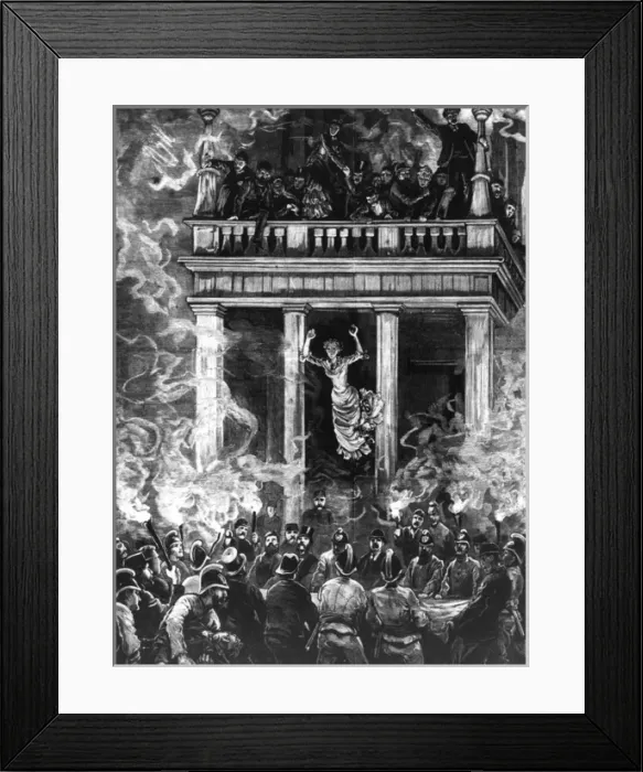 Framed Print : People jumping from a burning building Framed Print : People jumping from a burning building