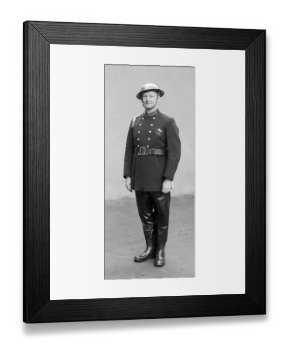 Framed Print : Station officer in wartime uniform, WW2 Framed Print : Station officer in wartime uniform, WW2