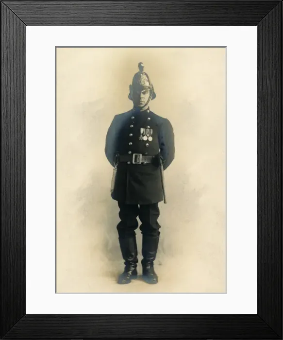 Framed Print : Studio photo of Fireman A Wall Framed Print : Studio photo of Fireman A Wall