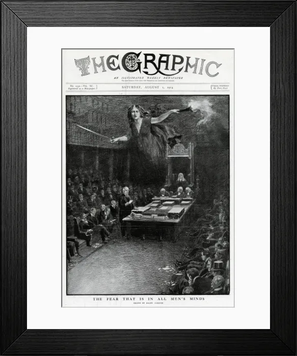 Framed Print : WW1, Graphic front cover, the spectre of war 1 August 1914