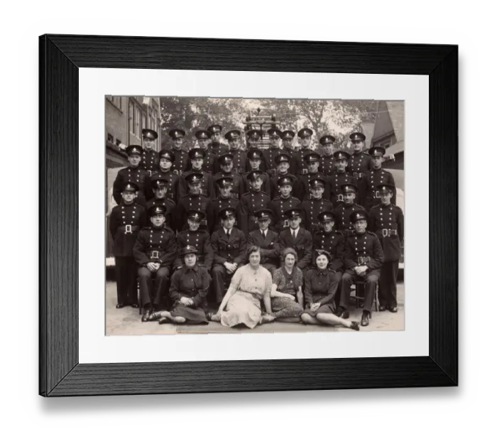 Framed Print : Group Photograph - Auxiliary Fire Service Men and Women Framed Print : Group Photograph - Auxiliary Fire Service Men and Women