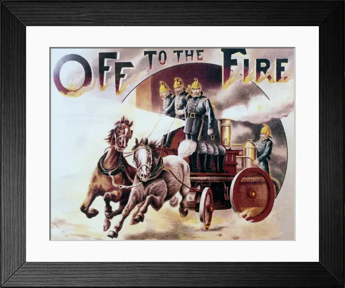 Framed Print : London Fire Brigade - 19th Century - Horse-drawn steam pump Framed Print : London Fire Brigade - 19th Century - Horse-drawn steam pump