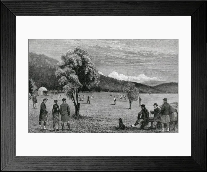 Framed Print : Cricket Match at Balmoral, Abergeldie v Balmoral, 1880 Framed Print : Cricket Match at Balmoral, Abergeldie v Balmoral, 1880