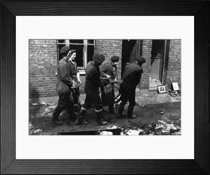 Framed Print : NFS personnel in salvage operation, WW2 Framed Print : NFS personnel in salvage operation, WW2