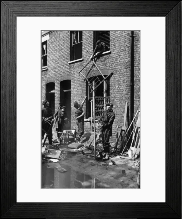 Framed Print : NFS personnel in salvage operation, WW2 Framed Print : NFS personnel in salvage operation, WW2