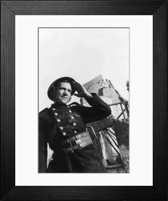 Framed Print : Firefighter in a flying bomb film, WW2 Framed Print : Firefighter in a flying bomb film, WW2