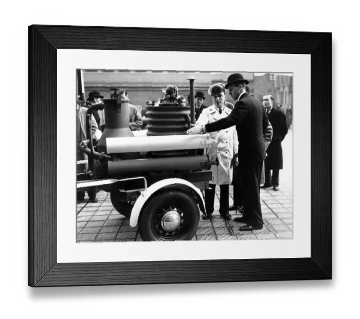 Framed Print : People at a display of fire appliances, LFB HQ Framed Print : People at a display of fire appliances, LFB HQ
