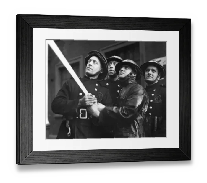 Framed Print : Four AFS firefighters operating hosepipe, WW2 Framed Print : Four AFS firefighters operating hosepipe, WW2