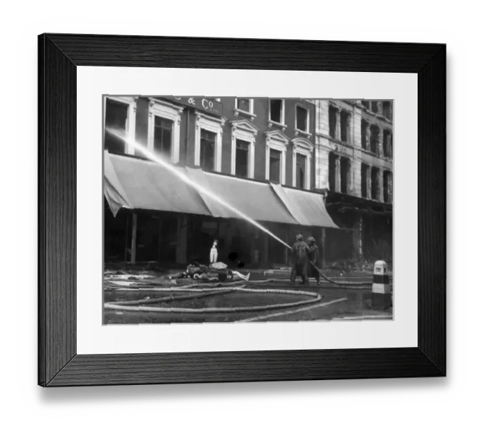 Framed Print : Blitz in London -- John Lewis, Oxford Street, WW2 Framed Print : Blitz in London -- John Lewis, Oxford Street, WW2