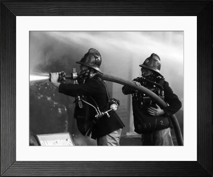 Framed Print : Two firefighters at King George V Dock, East London
