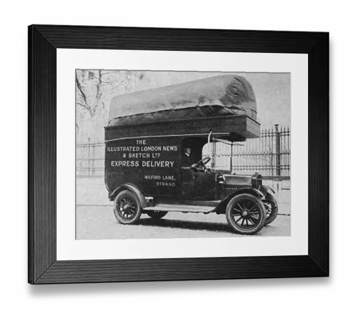 Framed Print : Coal-gas powered delivery van of the Illustrated London News Framed Print : Coal-gas powered delivery van of the Illustrated London News