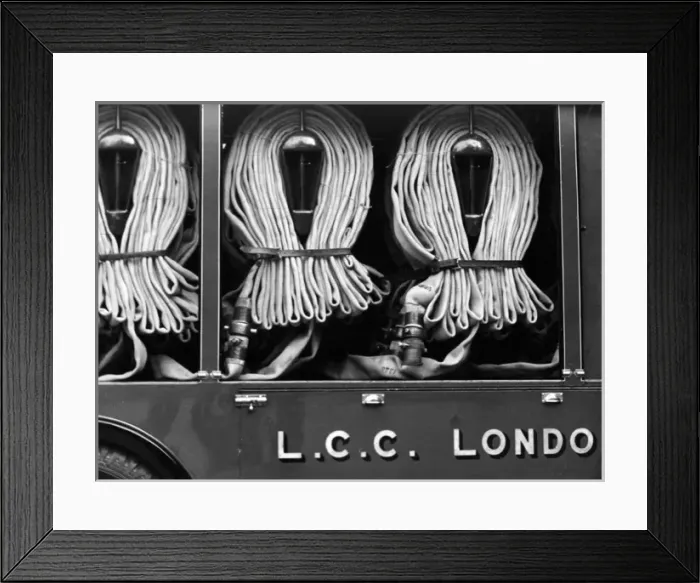 Framed Print : Hosepipes folded up inside an LFB vehicle Framed Print : Hosepipes folded up inside an LFB vehicle