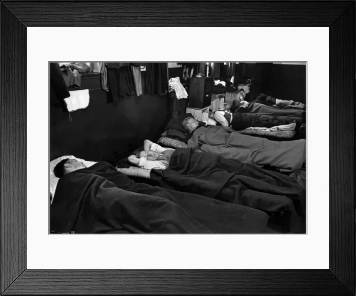 Framed Print : Blitz in London -- irefighters sleeping during the day, WW2 Framed Print : Blitz in London -- irefighters sleeping during the day, WW2