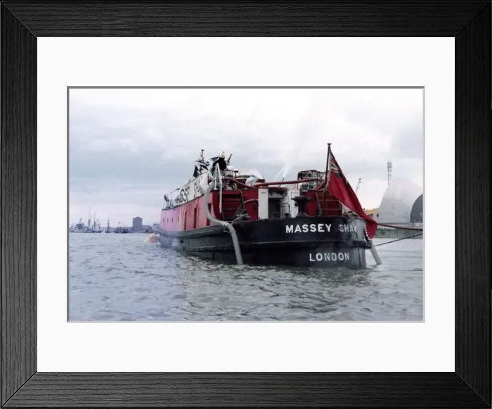 Framed Print : Massey Shaw fireboat in action, River Thames, London Framed Print : Massey Shaw fireboat in action, River Thames, London