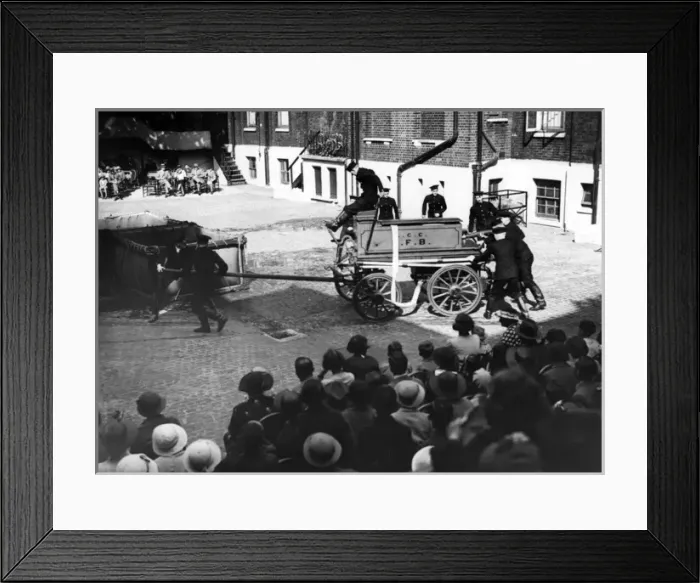 Framed Print : Weekly LFB drill display with old manual pump Framed Print : Weekly LFB drill display with old manual pump