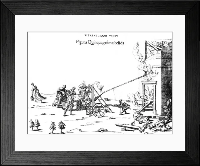 Framed Print : Engraving of worm-driven fire squirt Framed Print : Engraving of worm-driven fire squirt