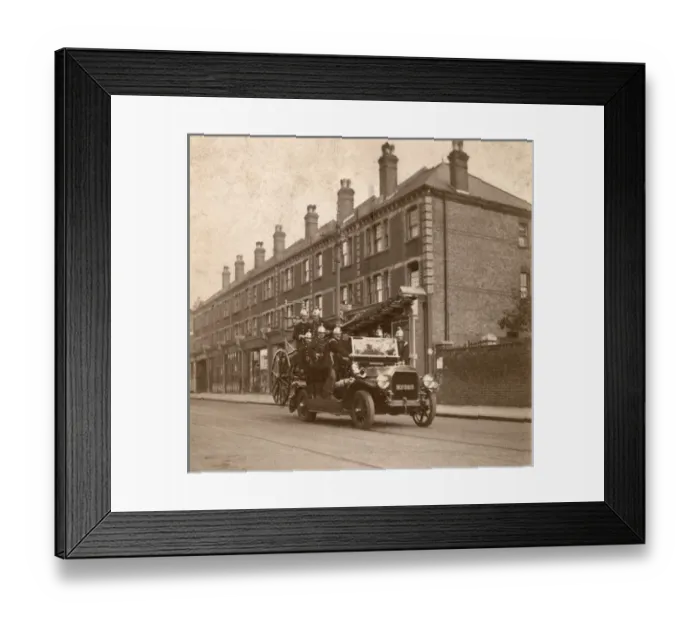 Framed Print : Motorised fire vehicle and crew, Twickenham Framed Print : Motorised fire vehicle and crew, Twickenham
