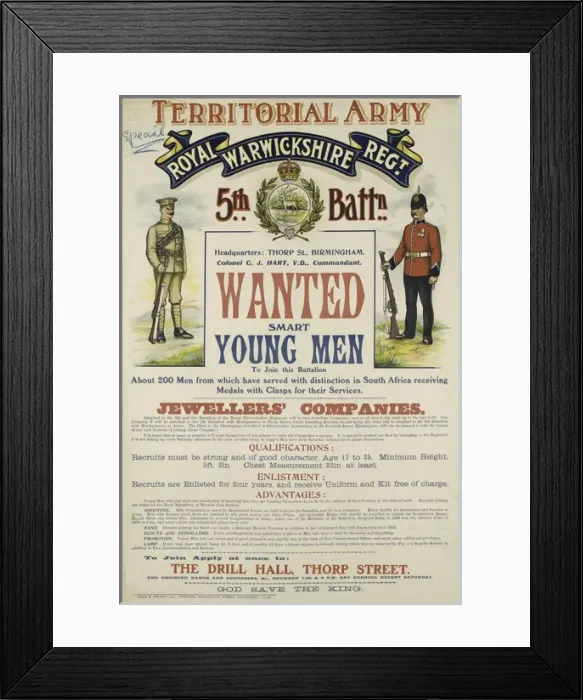 Framed Print : Recruitment Poster - British Military Framed Print : Recruitment Poster - British Military