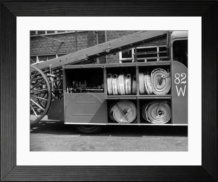 Framed Print : LFB Merryweather fire engine with stored hoses Framed Print : LFB Merryweather fire engine with stored hoses