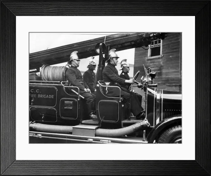 Framed Print : LFB crew on motorised vehicle Framed Print : LFB crew on motorised vehicle