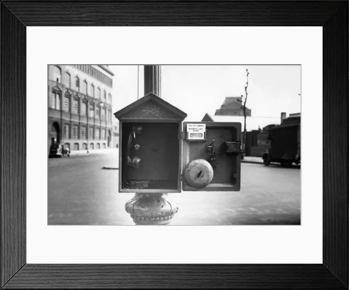 Framed Print : Street telephone fire alarm, out of order Framed Print : Street telephone fire alarm, out of order